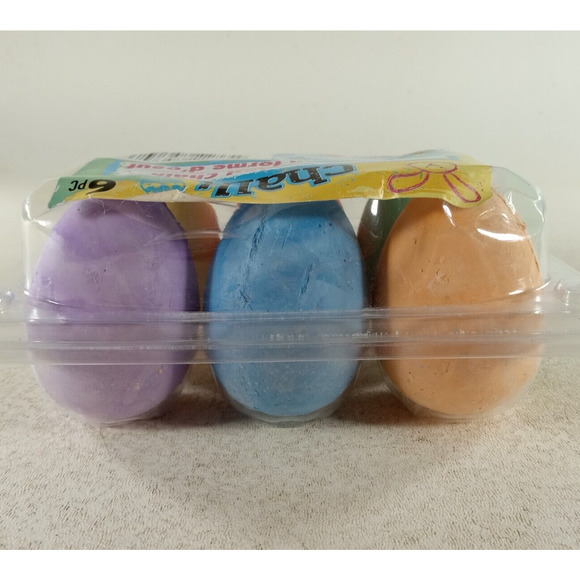 Egg shaped Sidewalk Chalk 6 Piece Egg-Shaped Non-Toxic Washable Assorted Colors - Picture 4 of 5